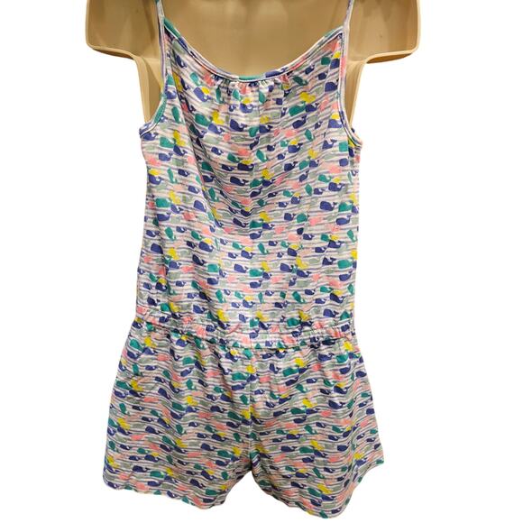 Vineyard Vines EUC girls pocket romper sz S 7-8 whale all over print multicolor - Picture 2 of 9